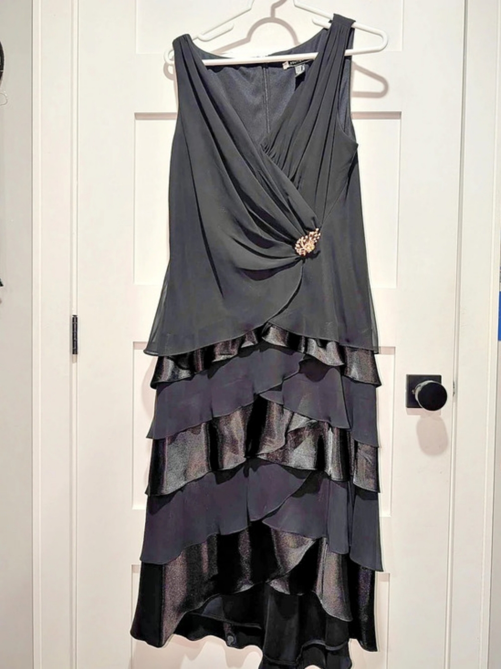 Small Boutique Black Layered Midi Dress Size 12, Worn Once, Like New